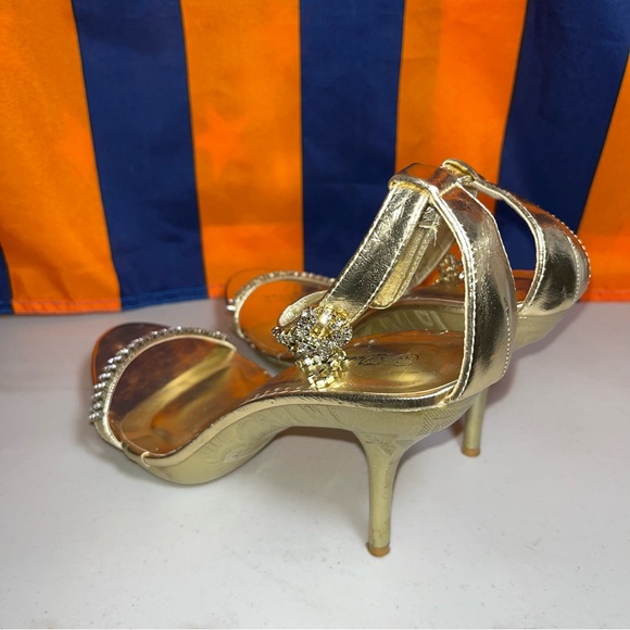 Delicacy gold heel shoes open toe size 8.5 pre-loved - Picture 8 of 11